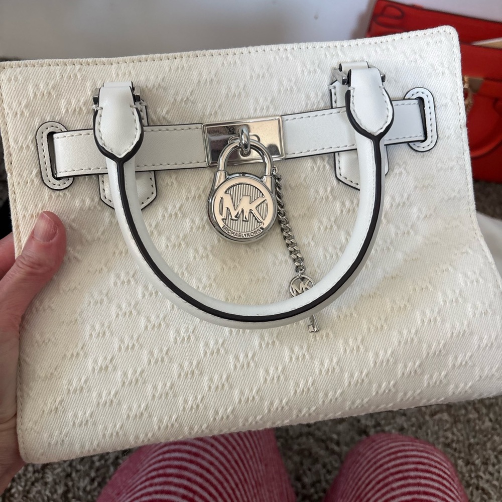 Michael Kors Textured White Satchel